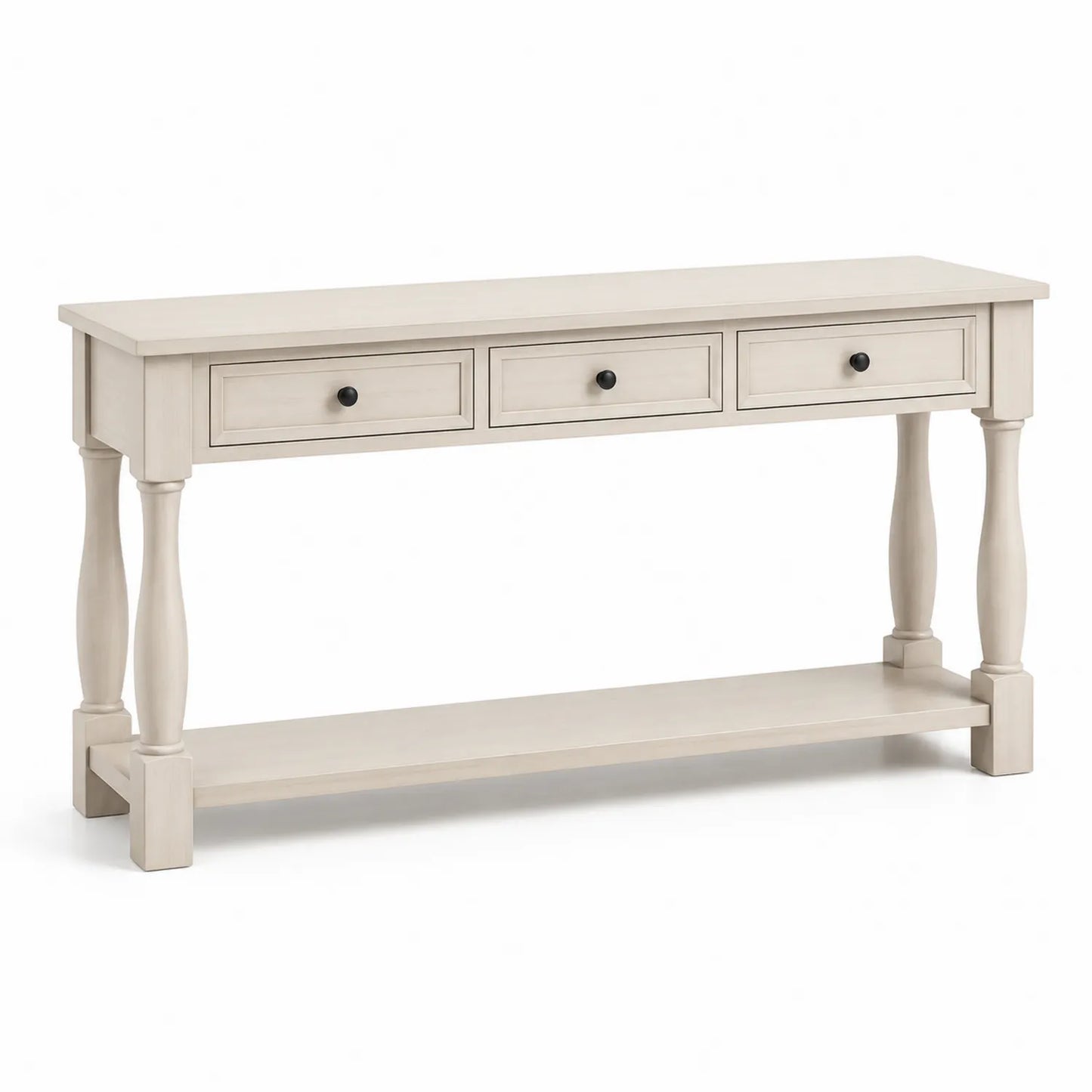 Console en bois blanc avec 3 tiroirs 150x40x80 cm