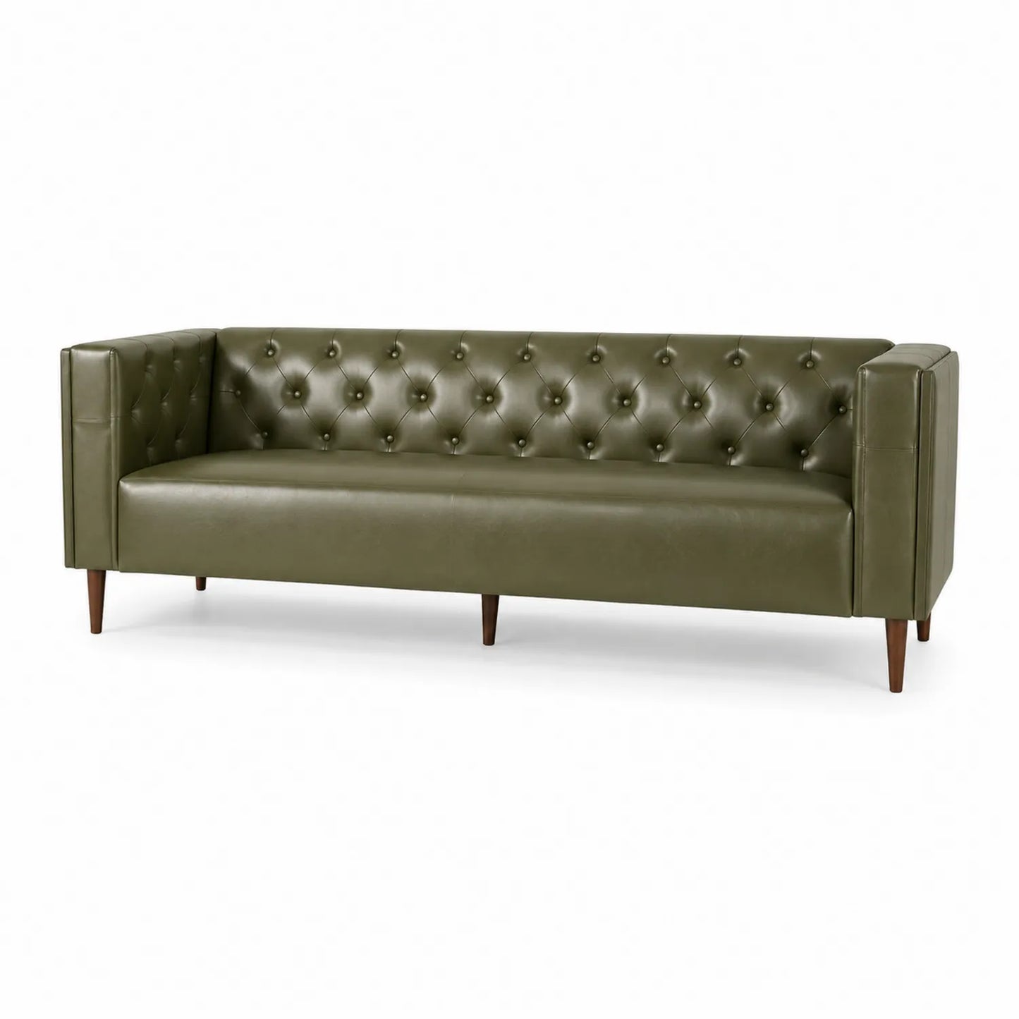 Canapé trois places en cuir vert 210 cm
