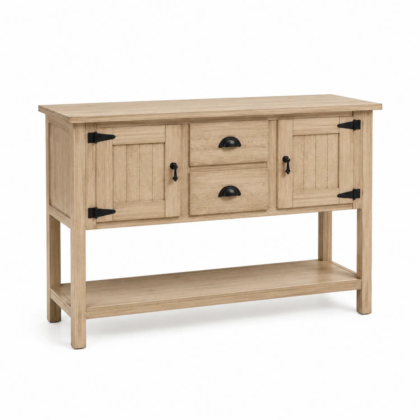 Console rectangulaire en bois avec 2 portes et 2 tiroirs 140x40x85 cm