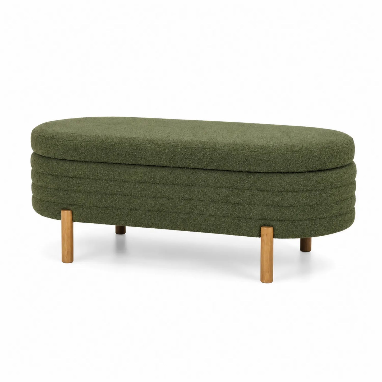 Banc ovale en tissu vert 120 cm