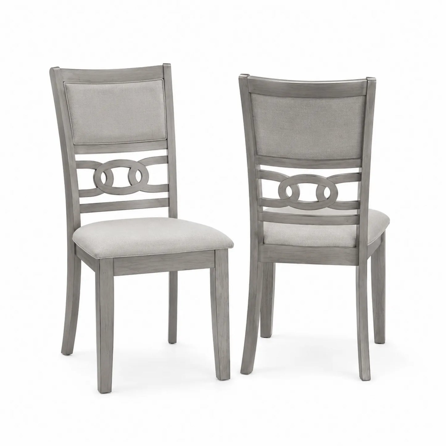 Lot de 2 chaises en bois et tissu gris clair