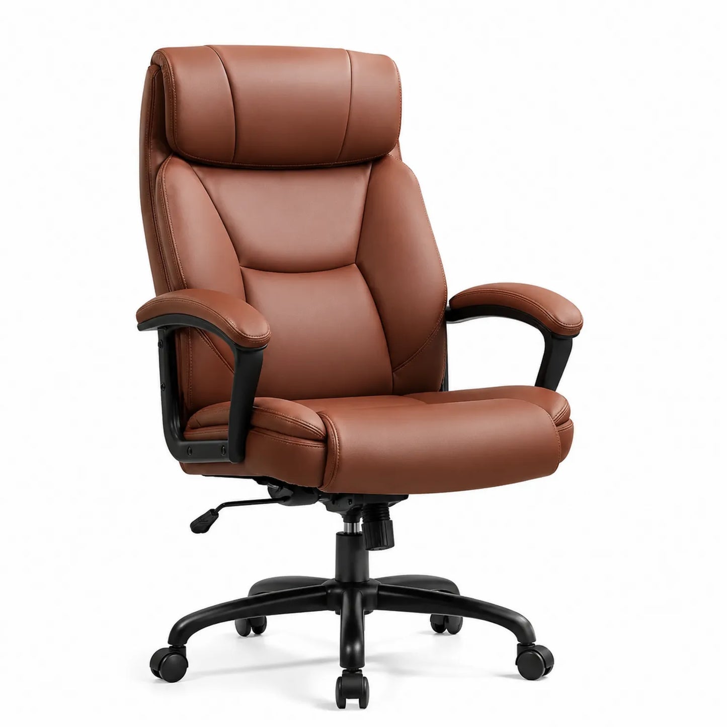 Chaise de bureau en cuir synthétique et métal, Marron