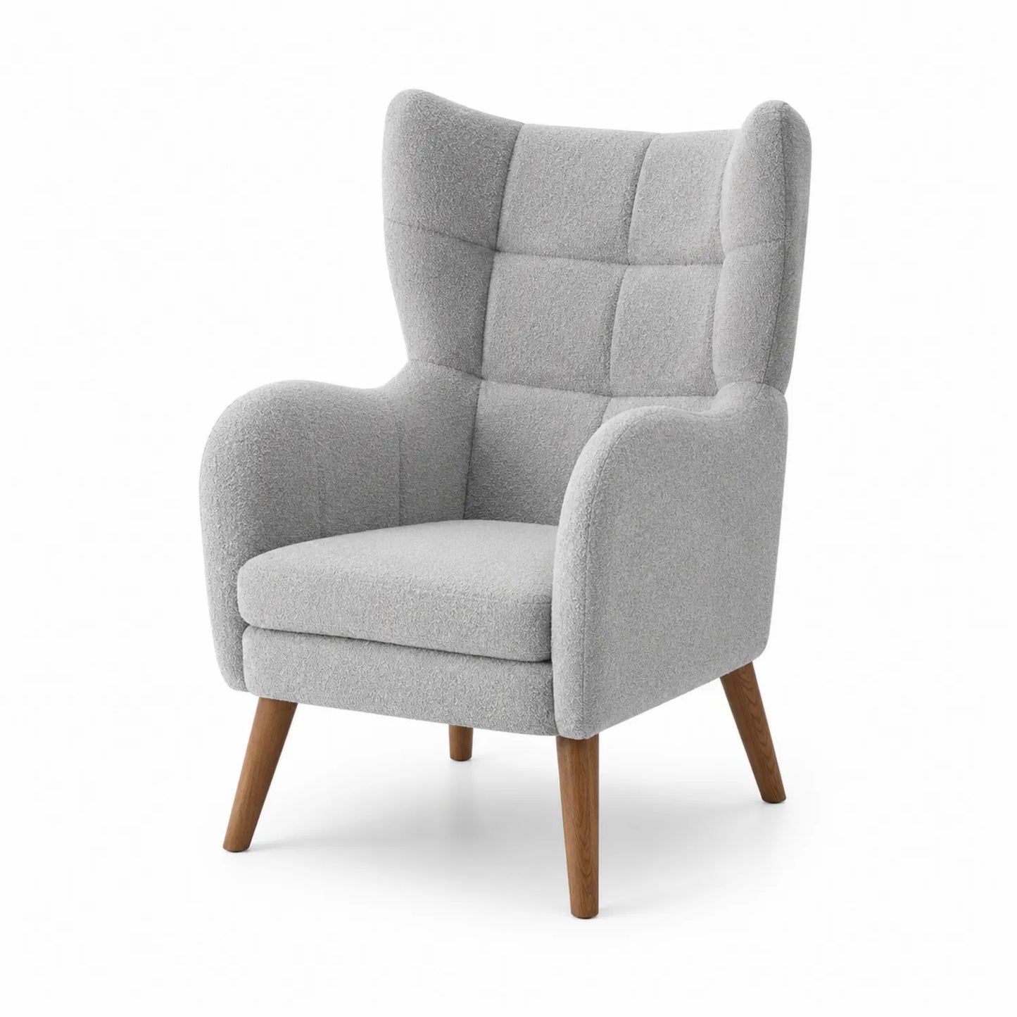 Fauteuil en tissu gris clair avec pieds en bois