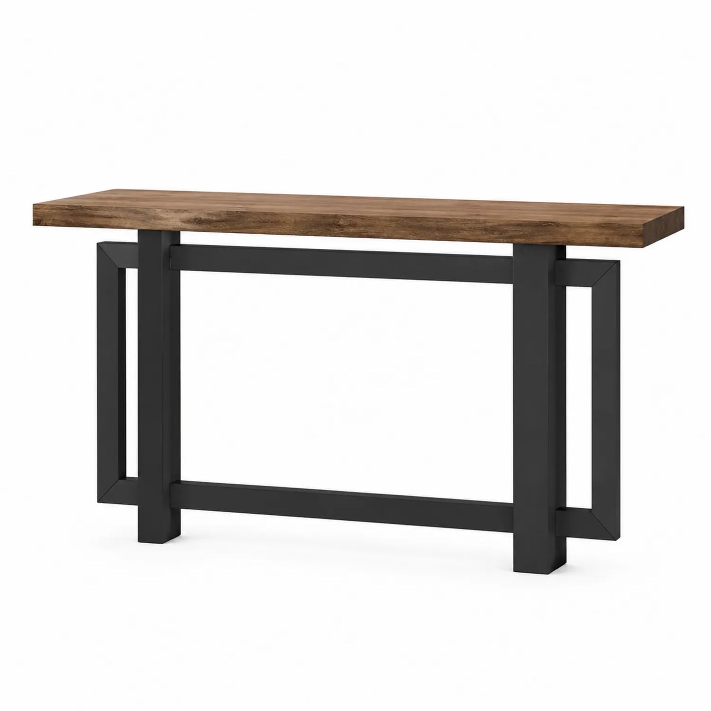 Table console en bois massif et métal noir 120x40x75 cm