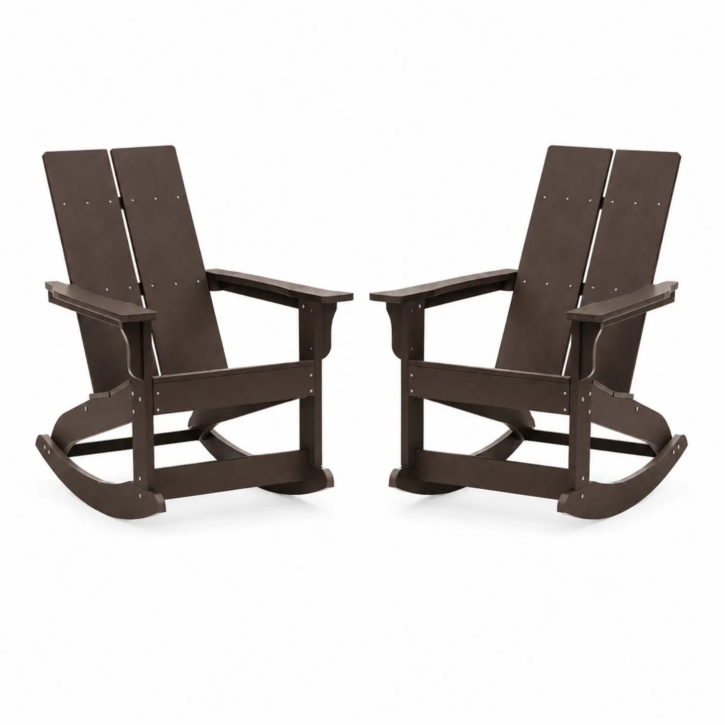 Ensemble de 2 chaises à bascule en bois composite marron