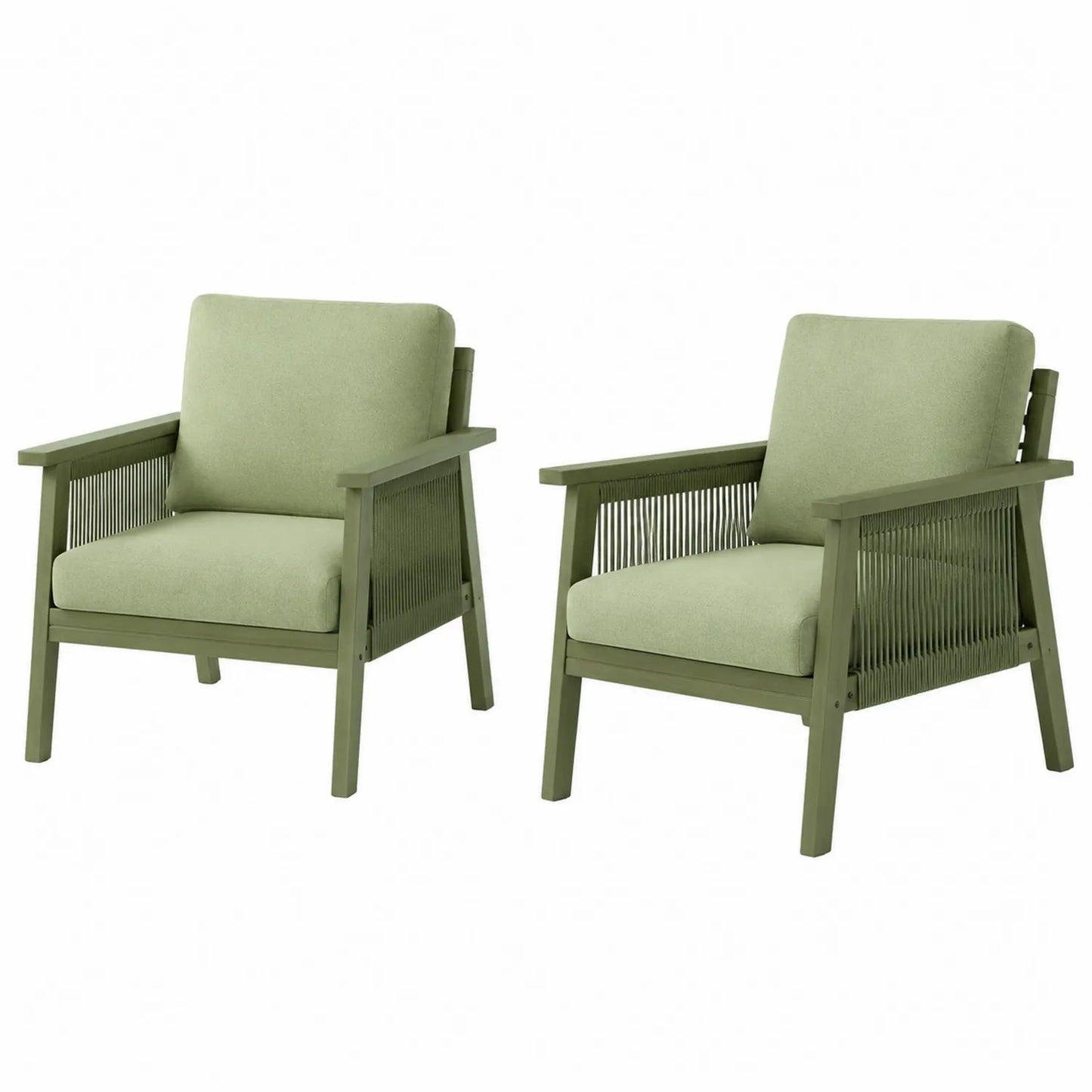 Chaises d'extérieur en aluminium et corde polyester Vert
