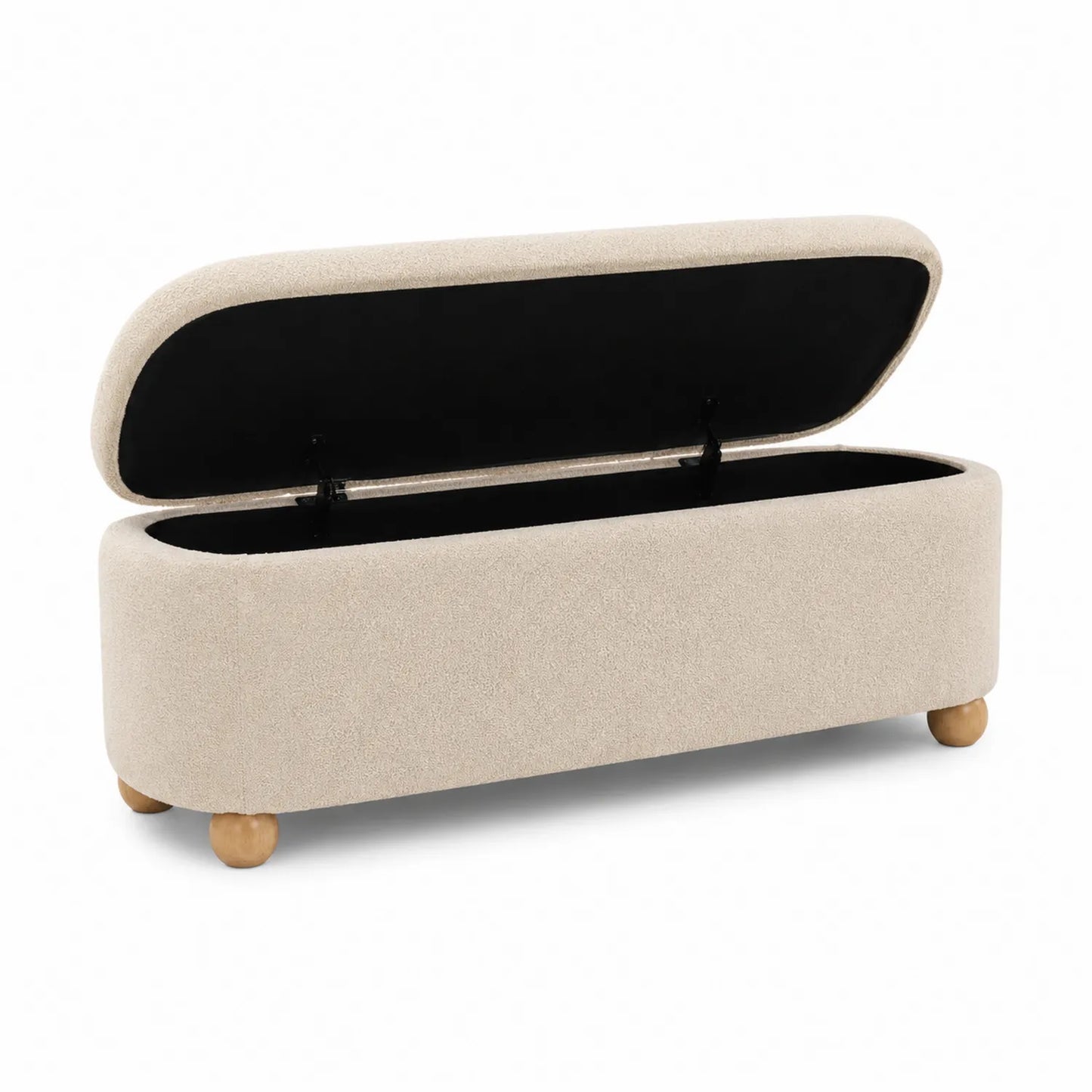 Banc de rangement en tissu avec pieds en bois