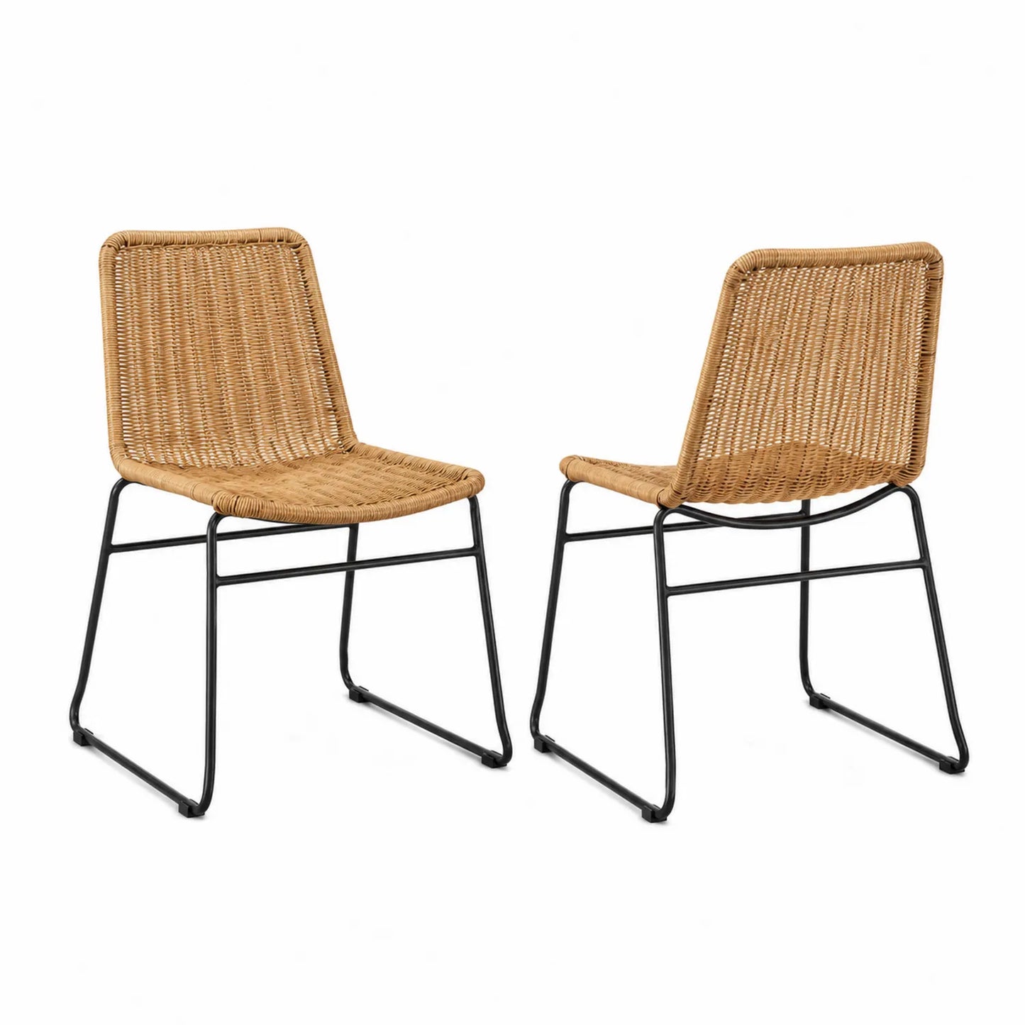 Lot de 2 chaises en rotin et métal noir