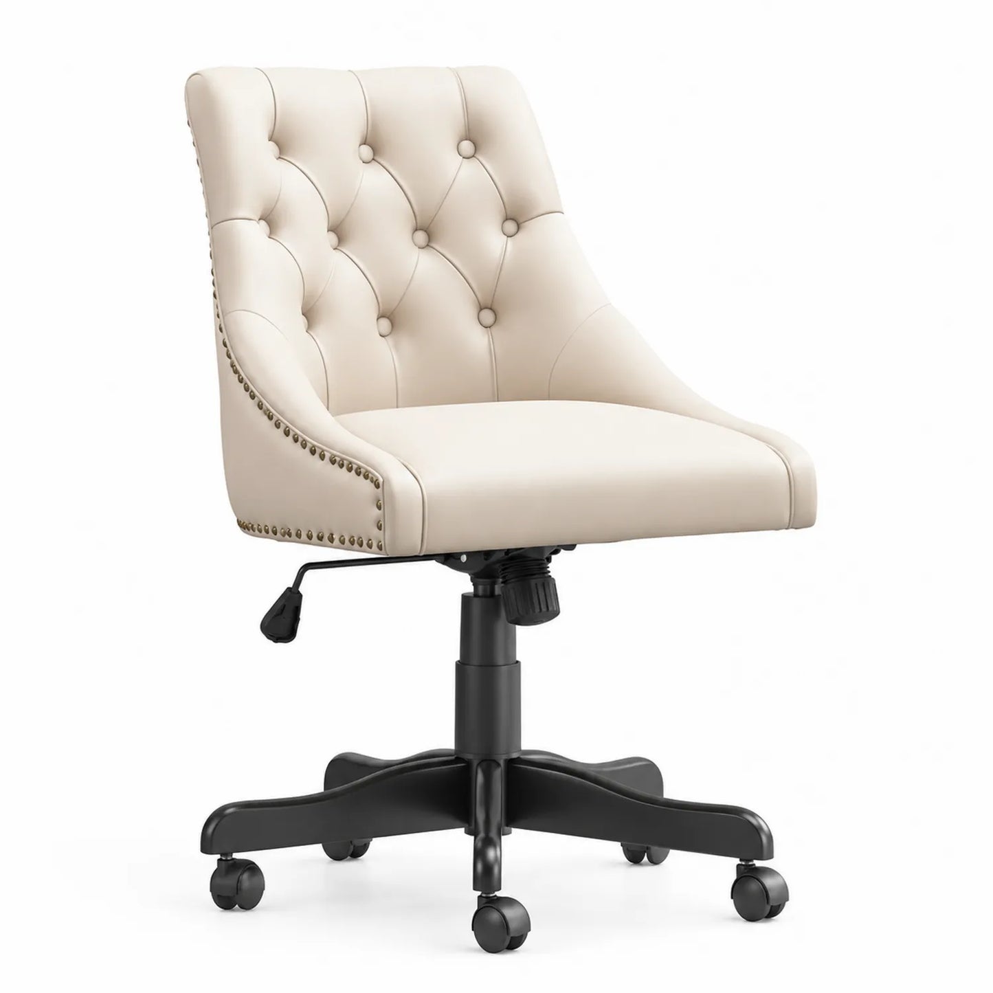 Chaise de bureau en cuir synthétique réglable avec dossier capitonné