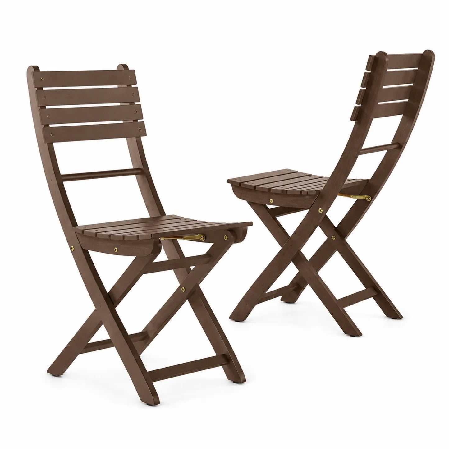 Chaises pliantes en bois d'acacia brun ensemble de 2