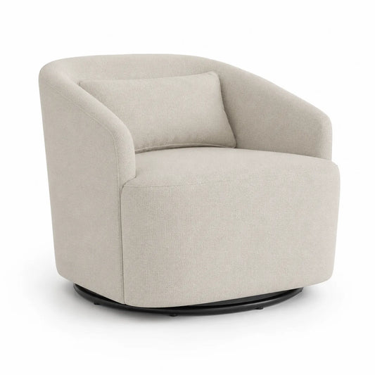 Fauteuil pivotant en tissu polyester beige