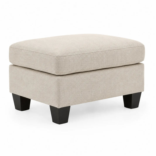 Repose-pieds en bois et tissu beige 70x50x40 cm