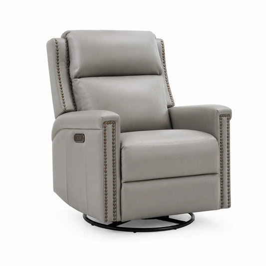 Fauteuil inclinable en cuir synthétique gris avec fonction pivotante
