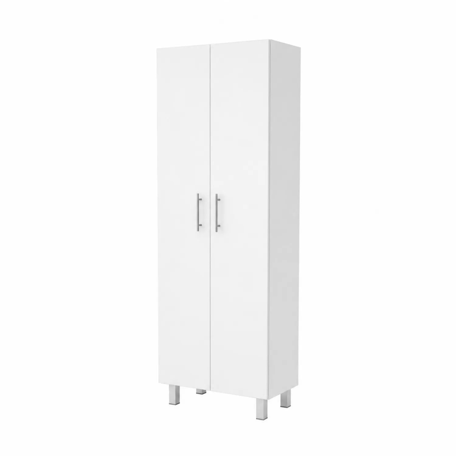 Armoire haute en bois blanc avec poignées métalliques 180x60x40 cm