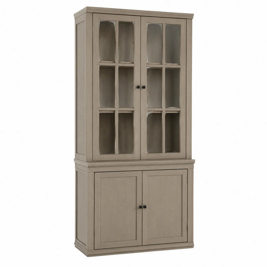 Buffet en bois avec portes vitrées gris 200x100x40 cm