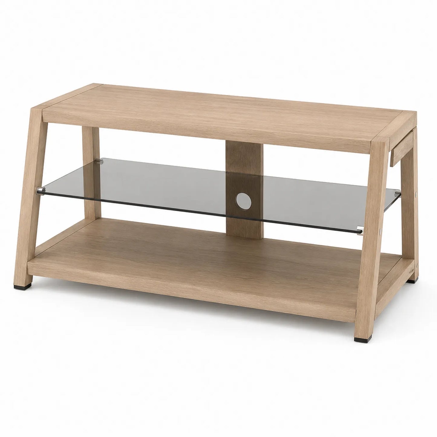 Meuble TV en bois avec étagère en verre