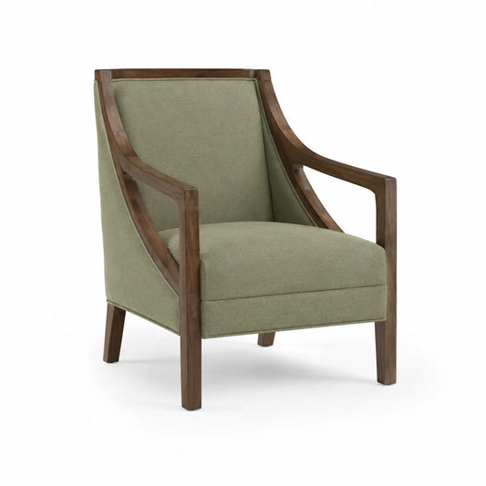 Fauteuil en Bois et Polyester Vert 80x75x90 cm