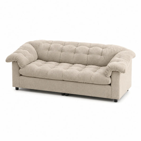 Canapé en tissu beige 3 places avec accoudoirs