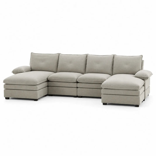Canapé modulable en tissu Gris clair avec méridiennes