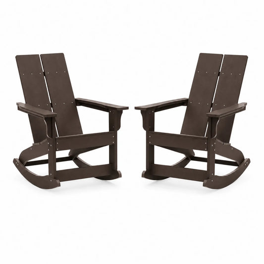 Ensemble de 2 chaises à bascule en bois composite marron
