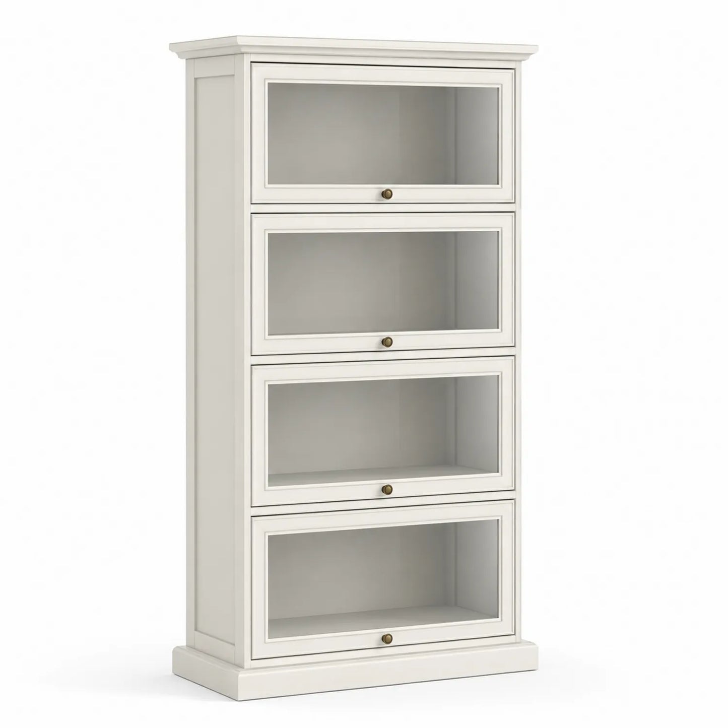 Bibliothèque étagère bois blanc avec portes en verre trempé