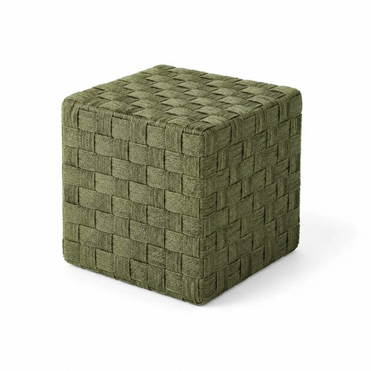 Repose-pieds cube tissu vert 40x40x40 cm