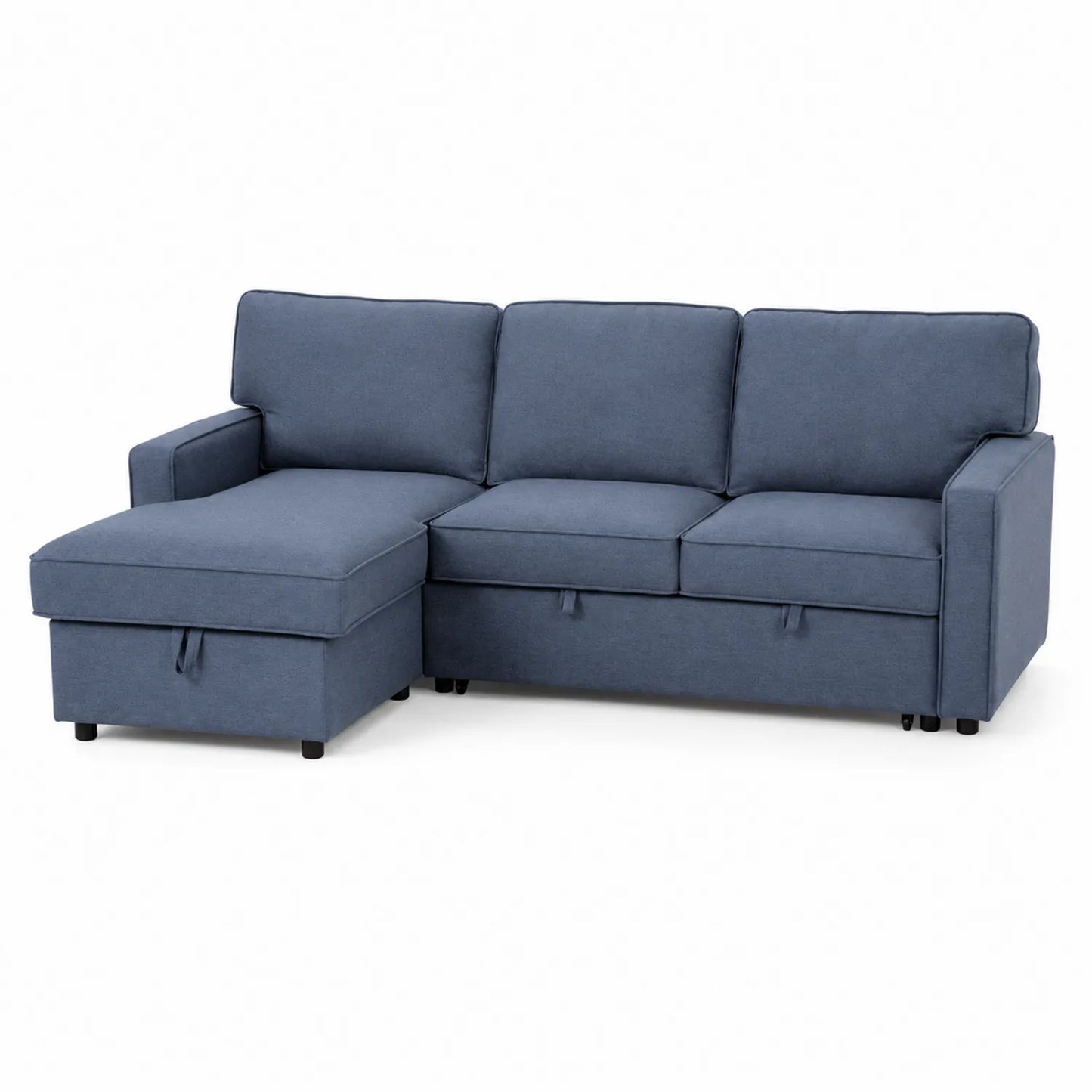 Canapé d'angle gauche convertible tissu bleu