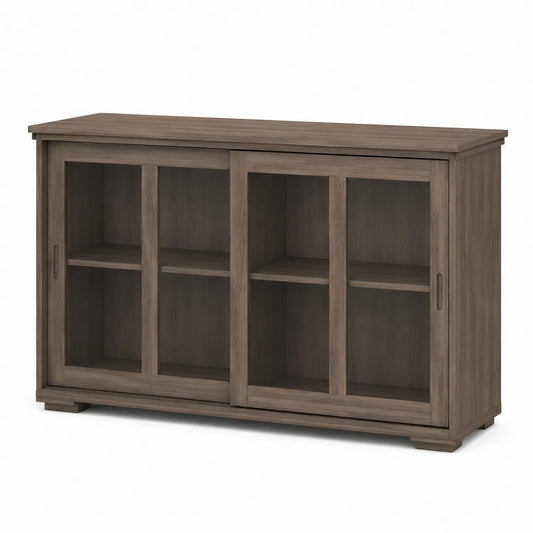 Buffet en bois avec portes coulissantes en verre 120x40x80 cm Marron