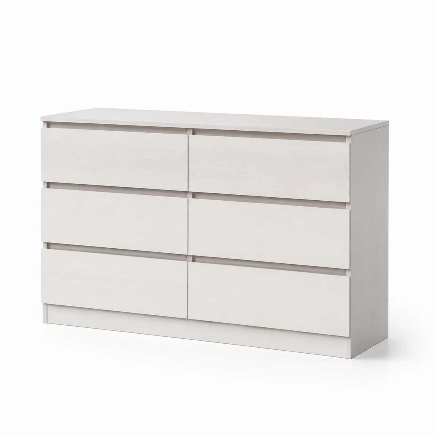 Commode 6 tiroirs en bois blanc 120x40x80 cm