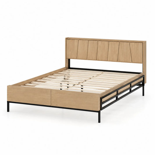 Lit double en bois et métal 200x160cm