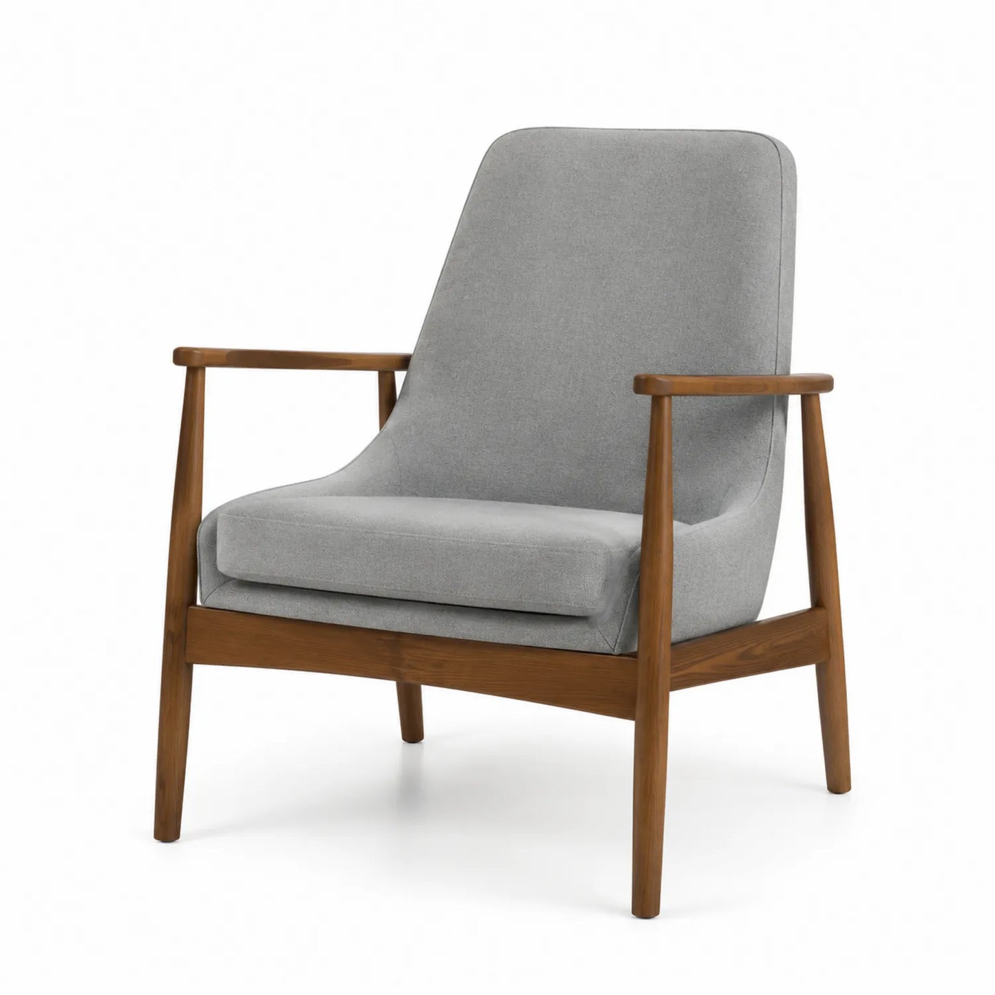 Fauteuil en bois avec coussin en polyester gris