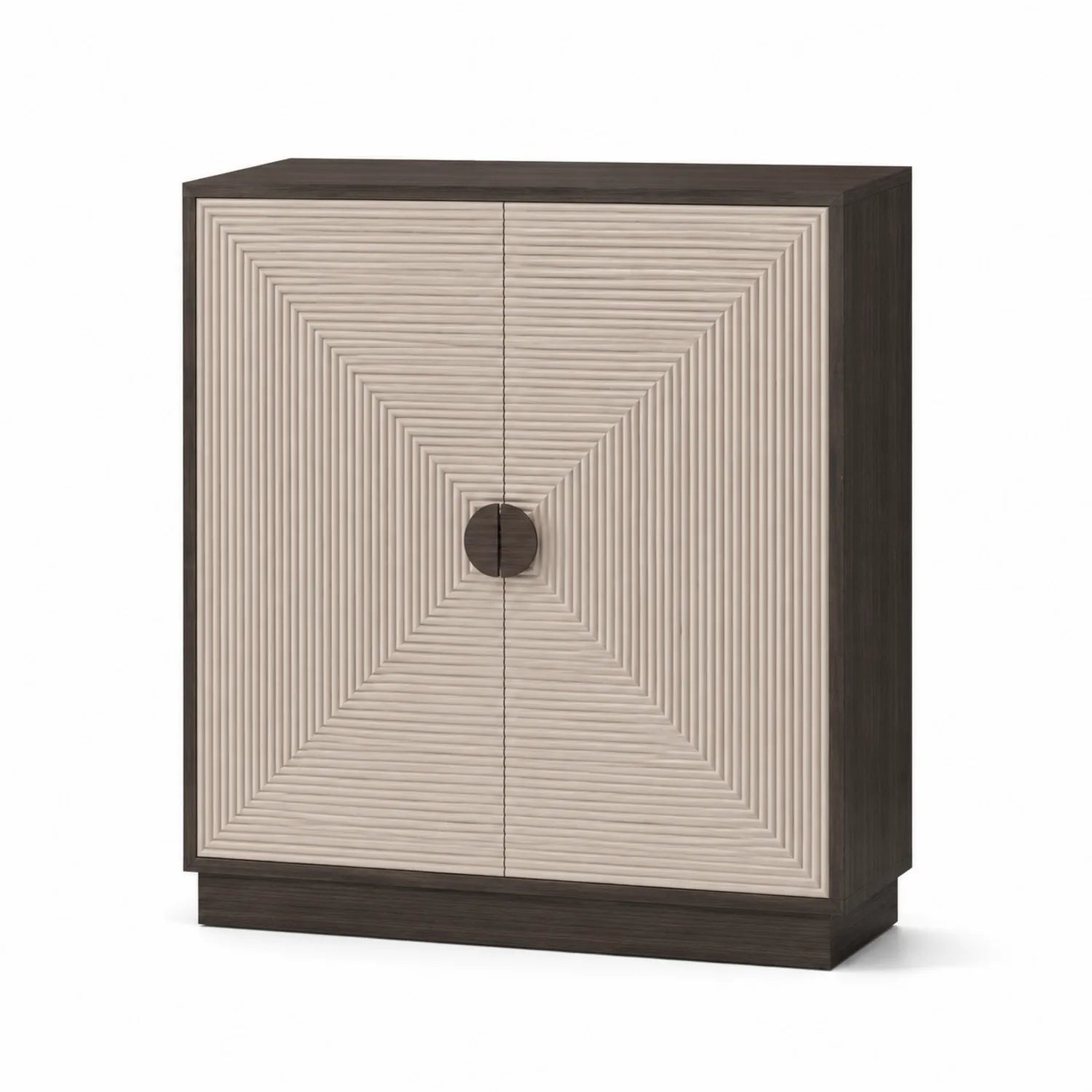 Armoire de rangement en MDF avec motif géométrique Beige/Marron 80x40x100 cm