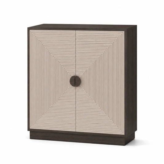 Armoire de rangement en MDF avec motif géométrique Beige/Marron 80x40x100 cm