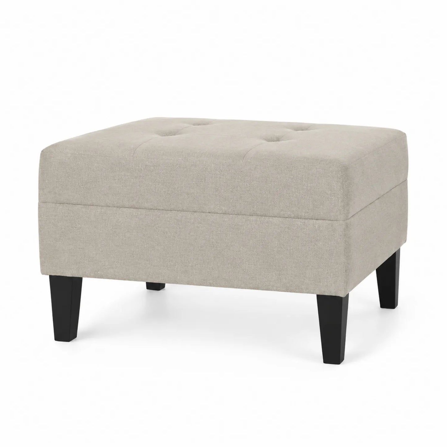 Repose-pieds en tissu polyester et bois massif, Beige