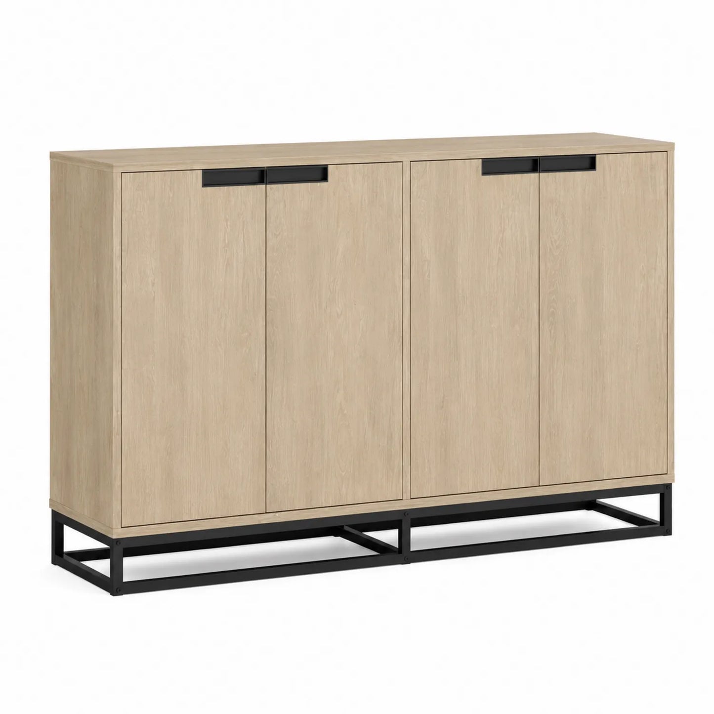 Buffet en bois avec cadre métallique noir 4 portes 160x40x80cm
