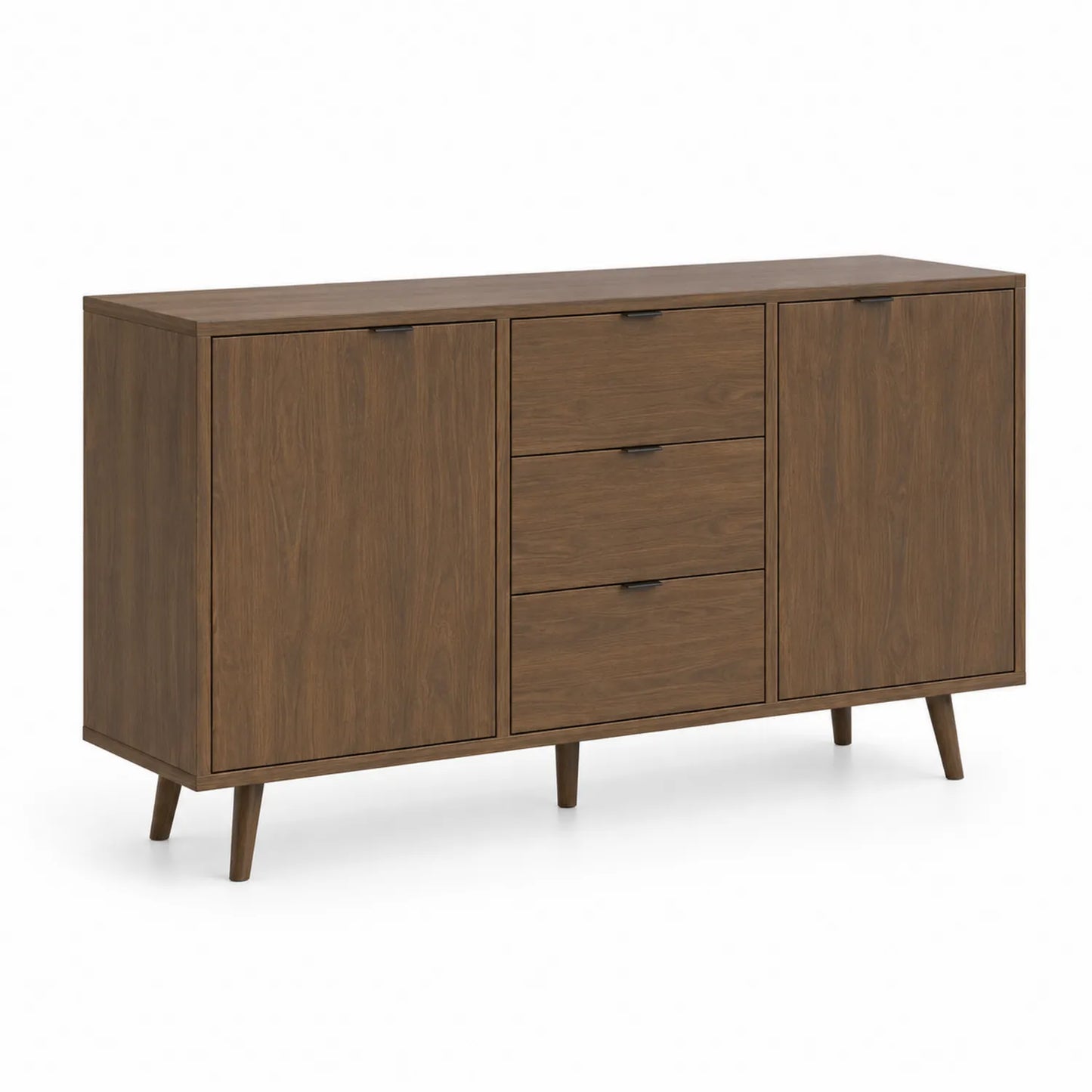 Buffet en bois avec deux portes et trois tiroirs