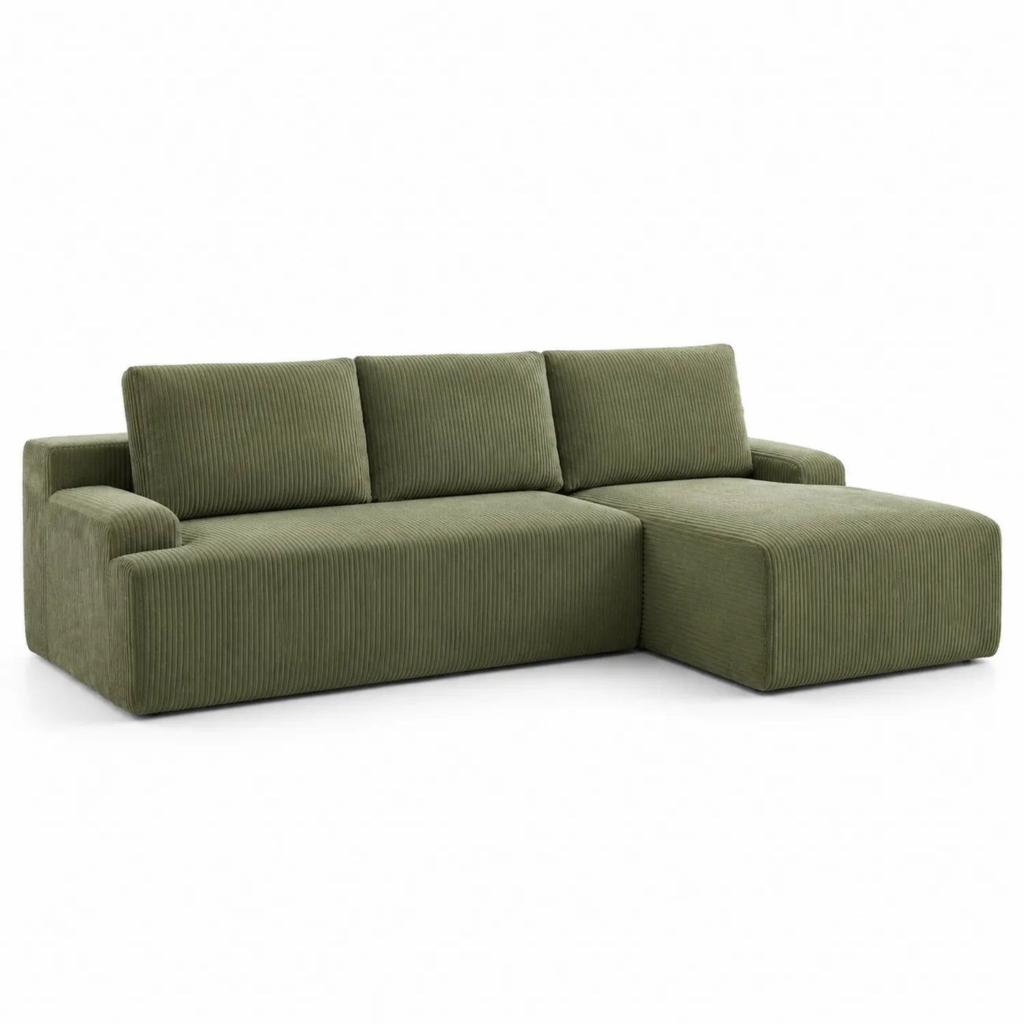 Canapé d'angle en tissu côtelé vert