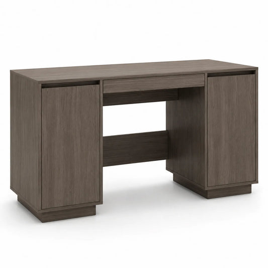 Bureau rectangulaire en bois brun avec rangements 150 cm x 70 cm x 75 cm