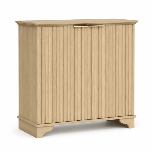 Buffet en bois à deux portes rainurées 110x90x40 cm