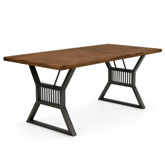 Table à manger en bois et métal noir 200x100x75 cm