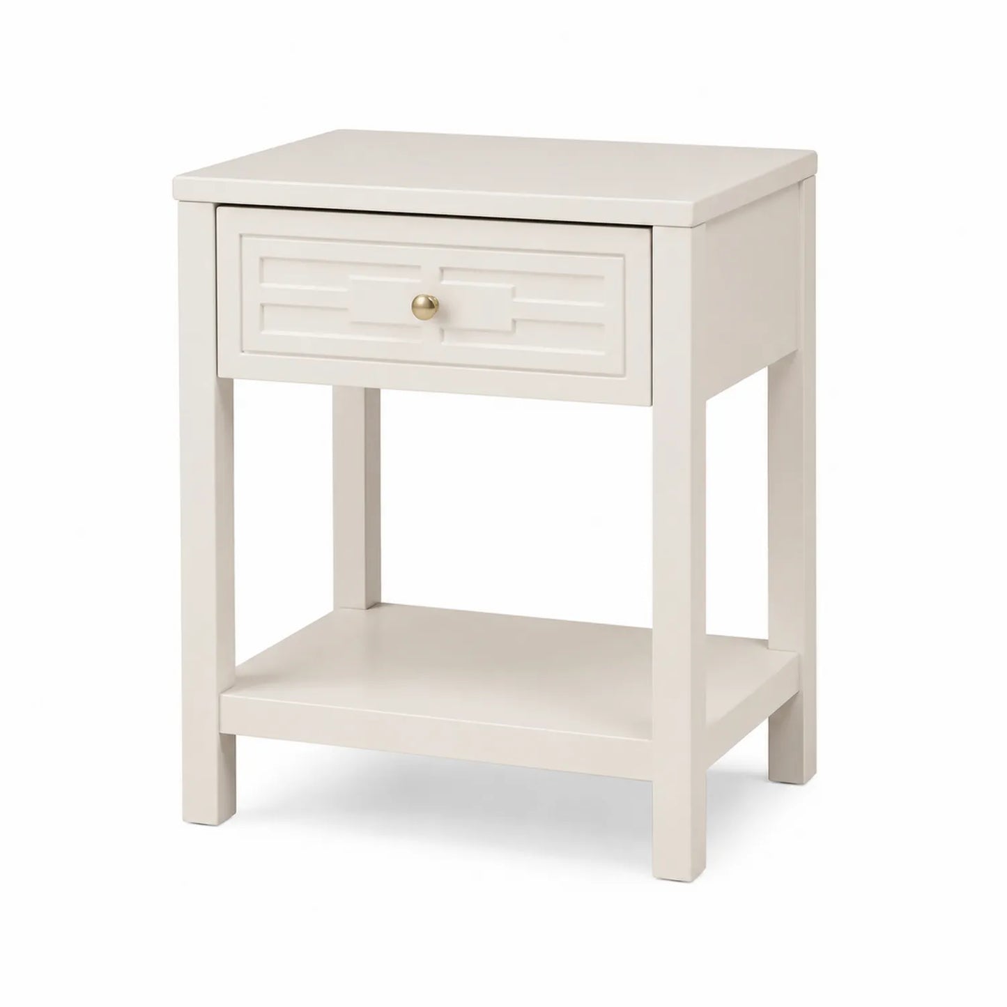 Table de chevet en bois avec tiroir et étagère Blanc