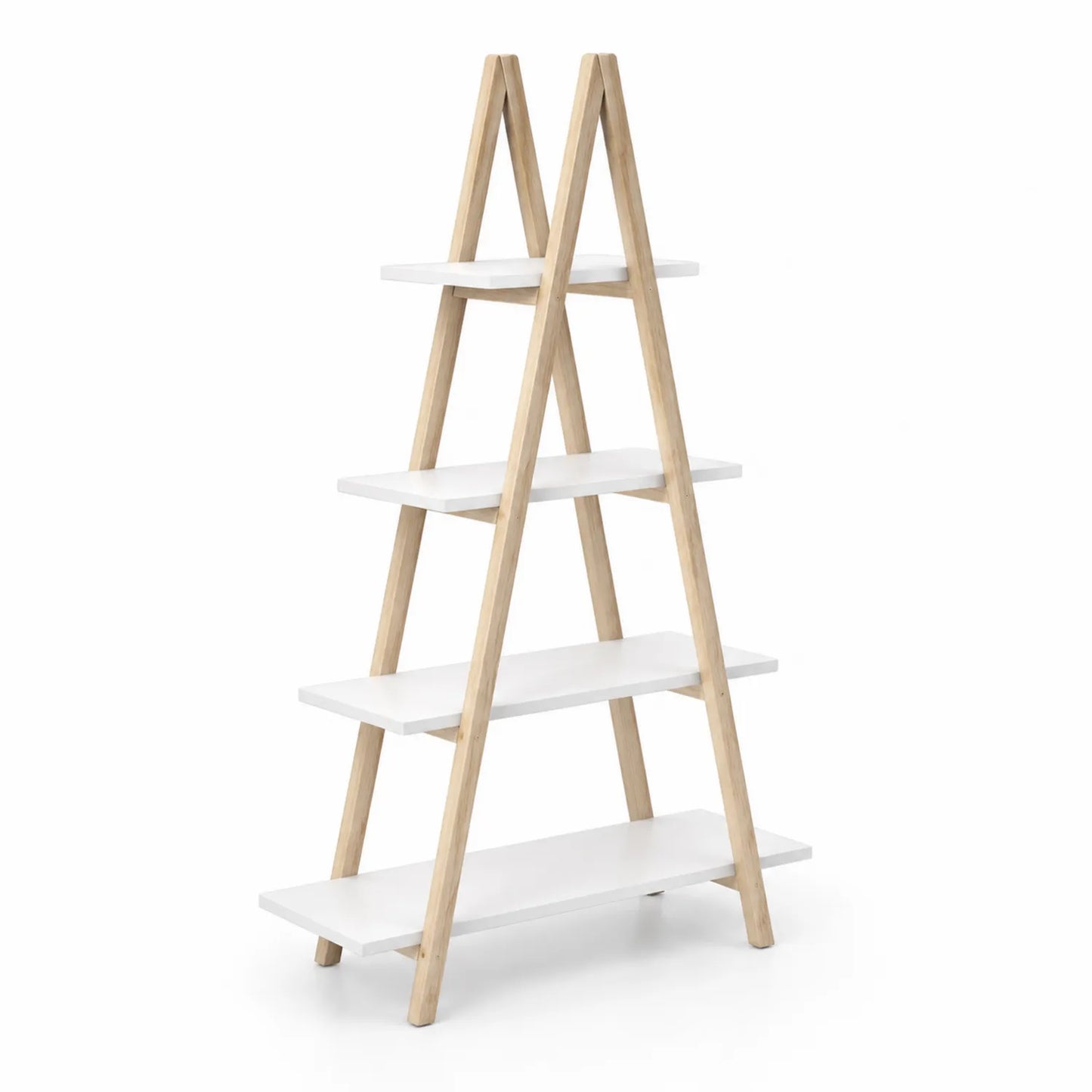 Étagère échelle en bois et MDF blanc à 4 niveaux