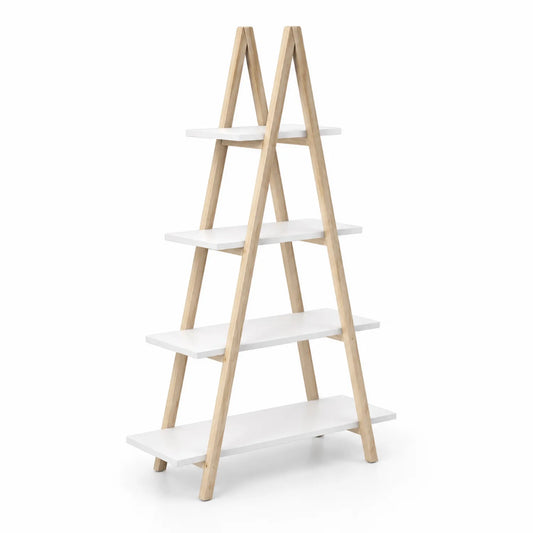 Étagère échelle en bois et MDF blanc à 4 niveaux