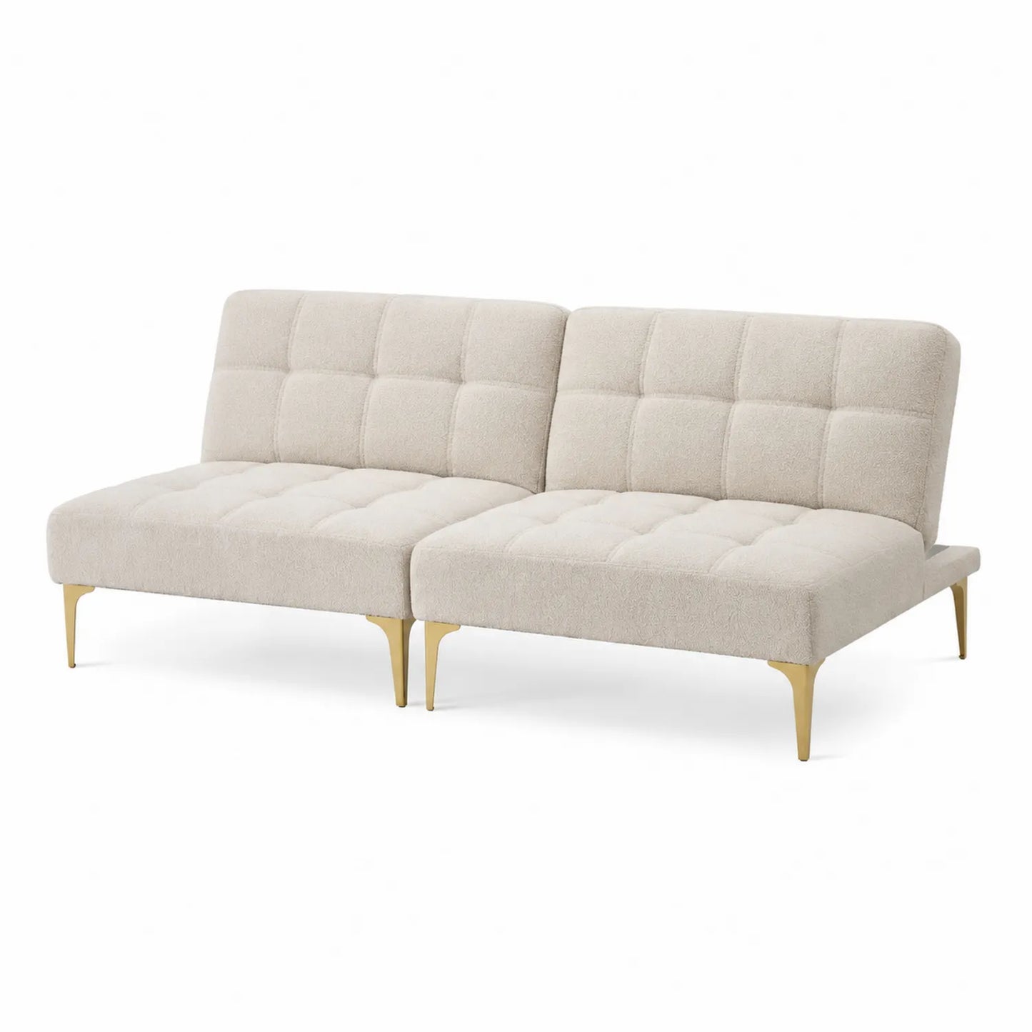 Canapé modulable tissu beige pieds métal doré