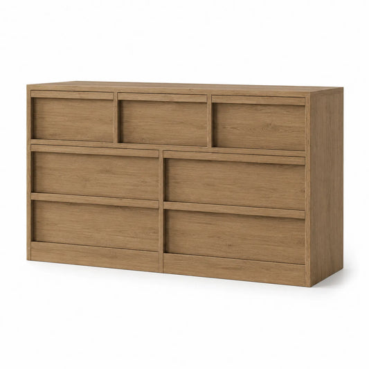 Commode en chêne 6 tiroirs Marron 120x40x80 cm