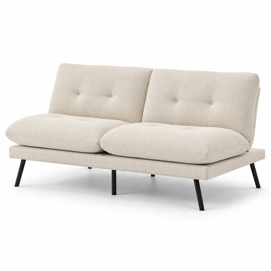 Canapé en tissu Beige avec pieds en métal 180x90x85 cm