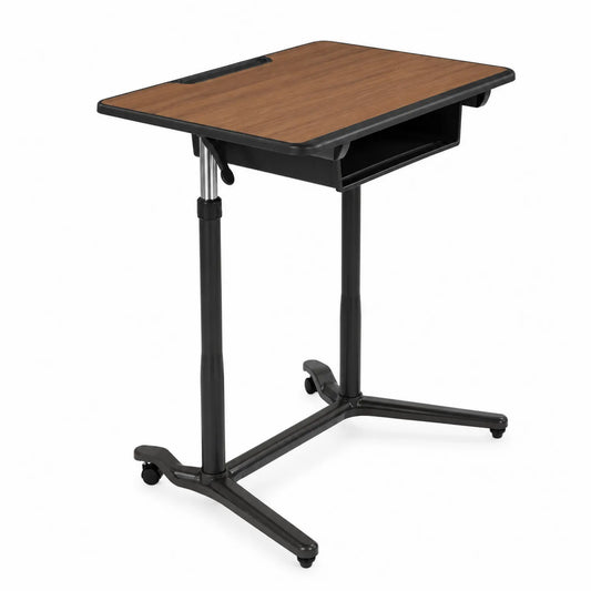 Bureau réglable avec roulettes en bois et métal noir 60x40x70-90 cm