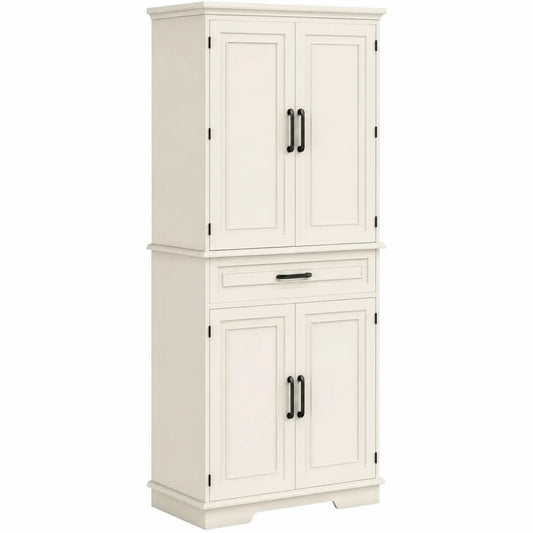 Buffet de cuisine en bois blanc avec portes et tiroir 183x76x40 cm